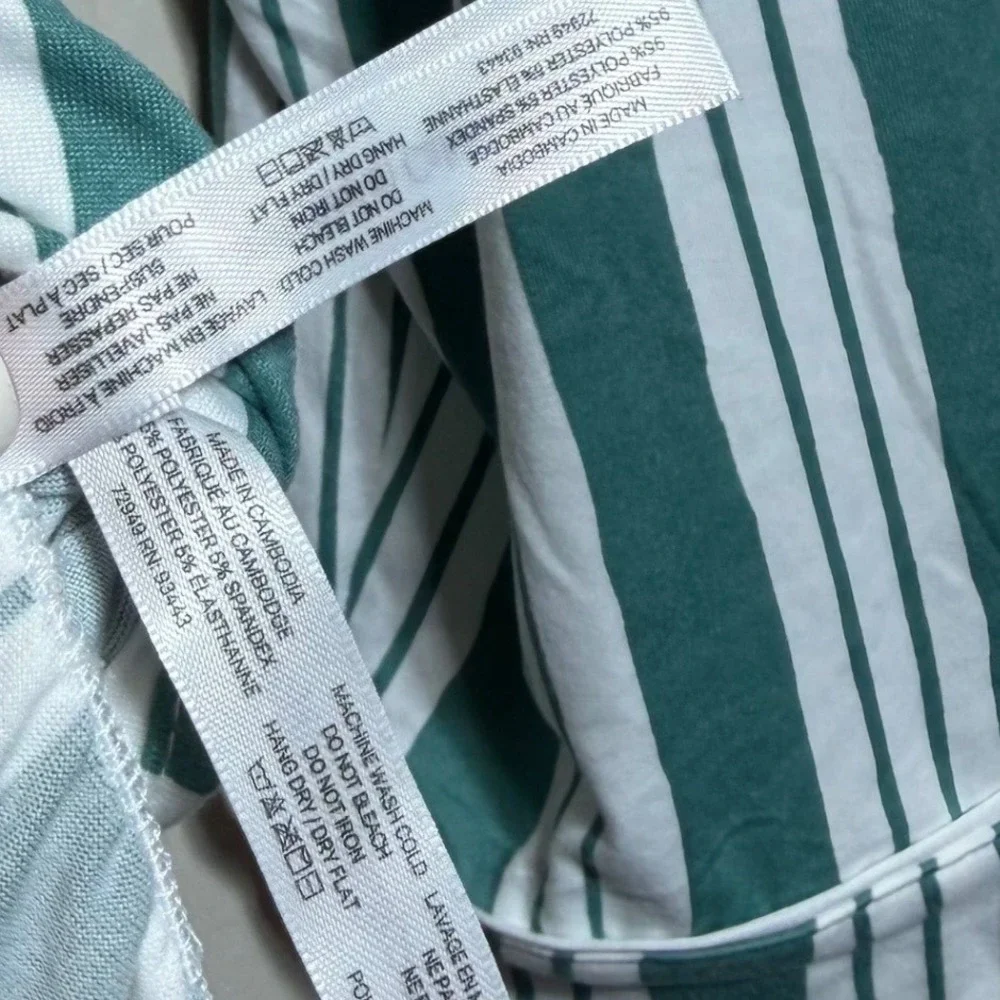 Honeydew Intimates Pajama Set 2X 3X Green White Striped Button Front Loungewear